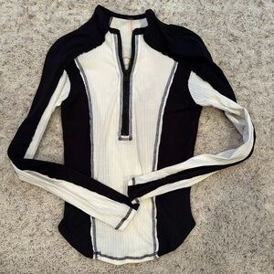 Free people FP Movement black and white long sleeve half zip/quarter-zip